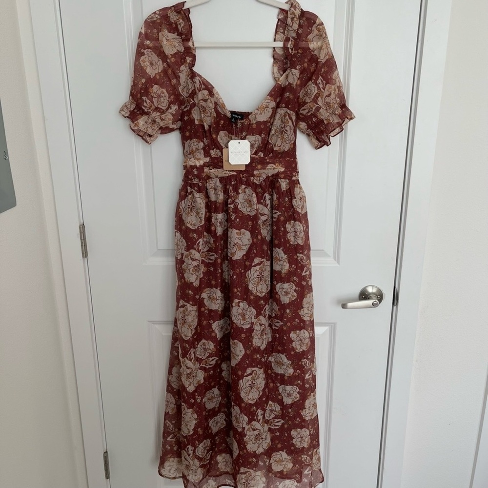 Altar'd State Burgundy Floral Maxi Dress - Picture 5 of 7